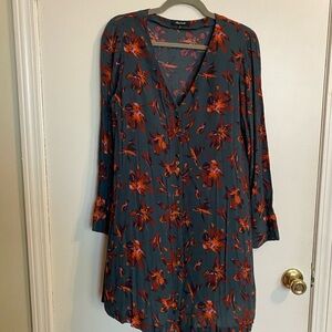 Madewell shift dress with gold buttons
